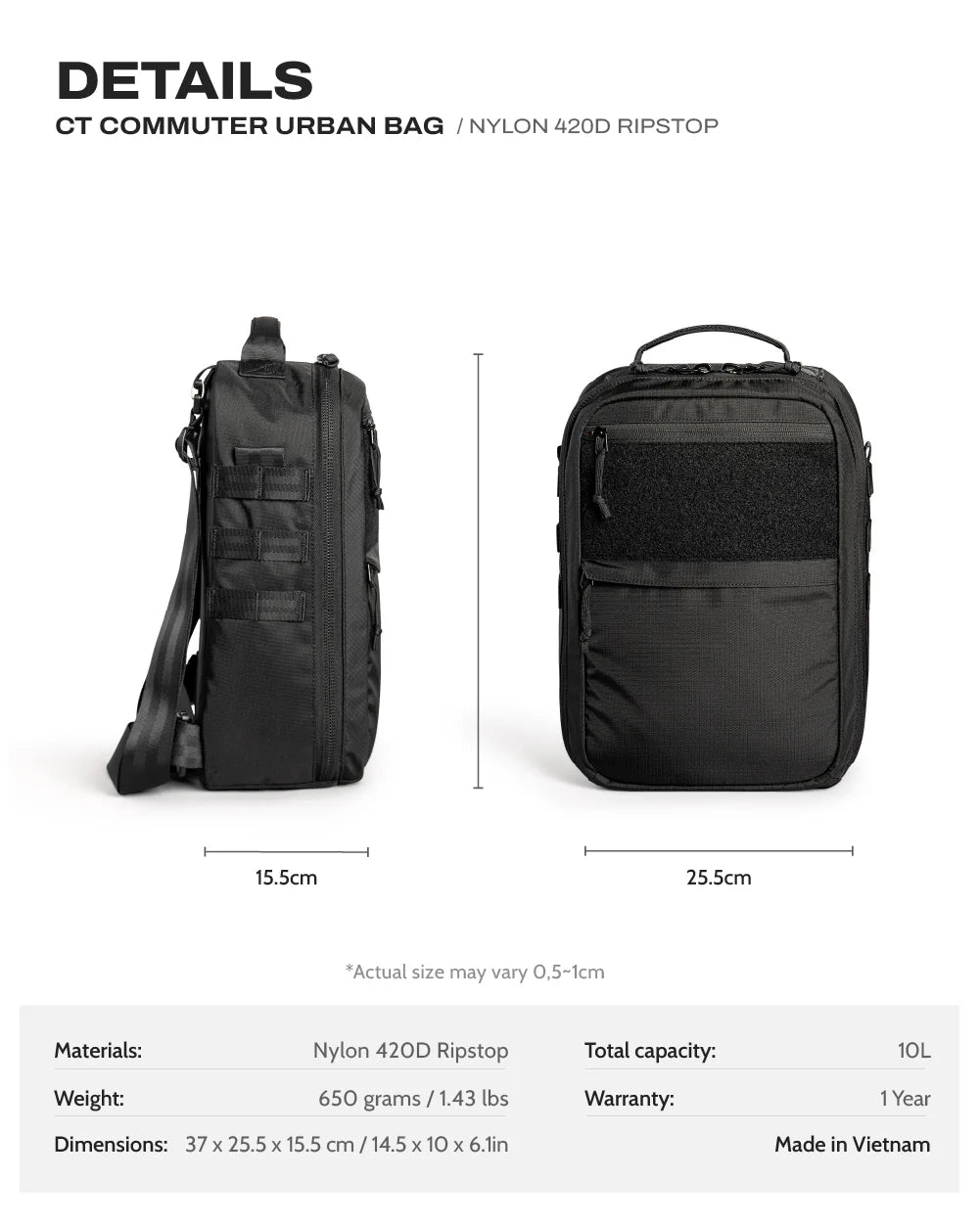 CT COMMUTER URBAN BAG - ROBIC® NYLON 420D RIPSTOP